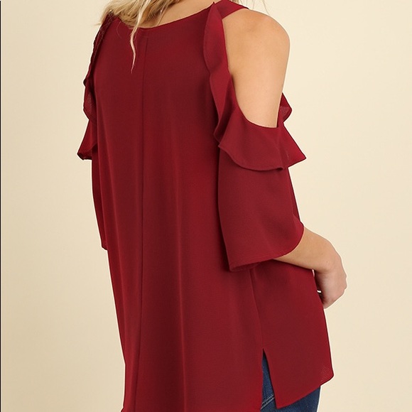 Cold Shoulder Ruffle Blouse - Picture 2 of 2